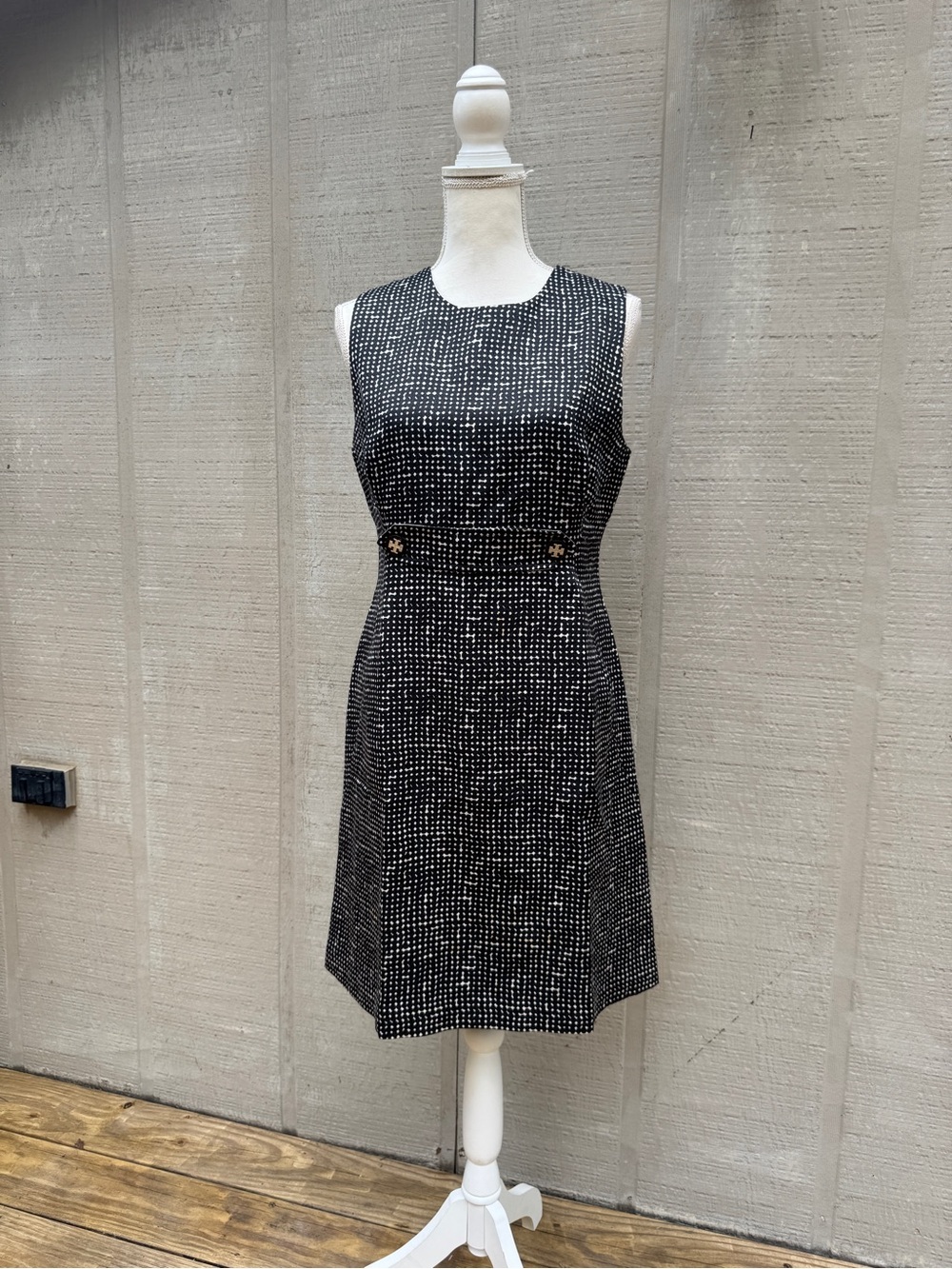 Tory Burch Black and White Sleeveless Shift Dress